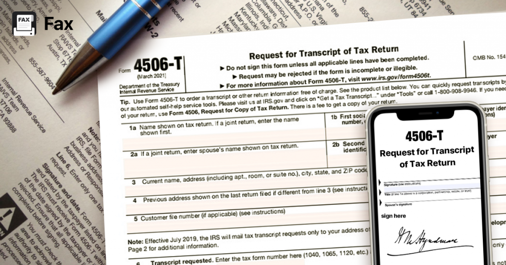 fax form 4506 t to irs